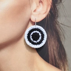 Crochet Fashion Exaggerated Zebra Pattern Earrings For Women Girl Simple Geometric Design Round Jewelry Bijoux
