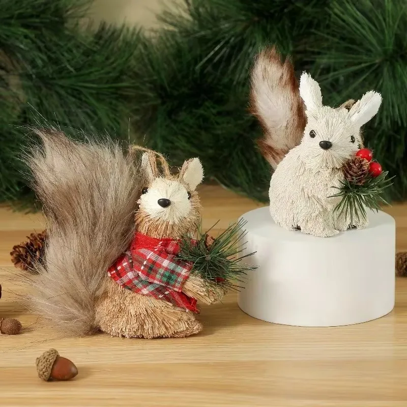 Christmas Artificial Squirrel Pendant Handcrafted Decora for Xmas Party Christmas Lifelike Squirrel Decora New Year Gifts 2027