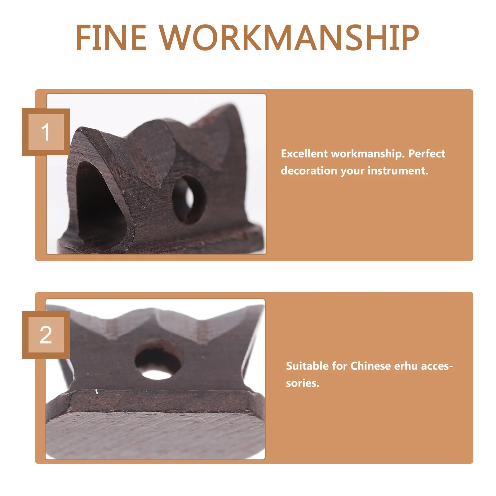 

Hollow Chinese Erhu Rosewood Bridge Wooden Musical Instrument Parts Accessories Sturdy Structure Good Sound Quality Easy Install