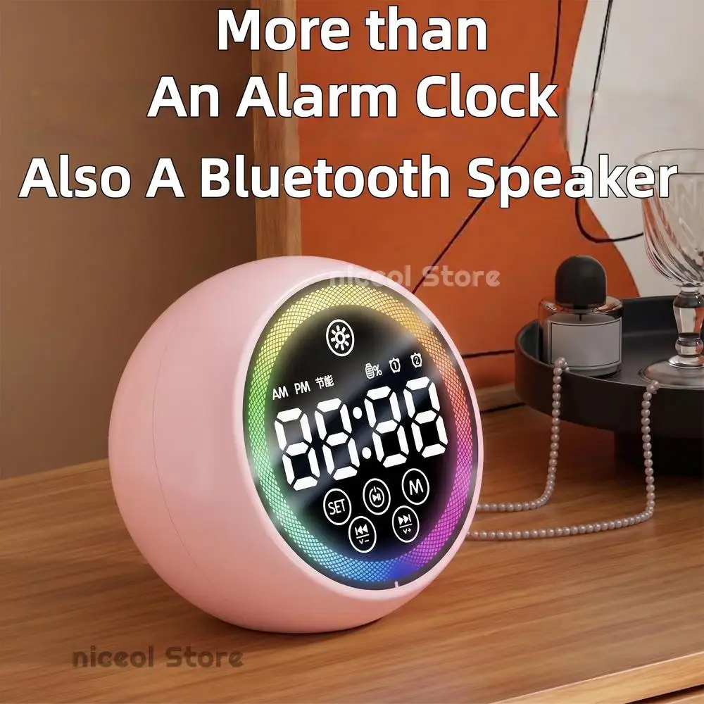 

Rechargeable Digital Clock With Rgb Wake-up Light BT Audio and Voice Broadcast LED Touch Screen Sleep Aids Suitable for All Ages