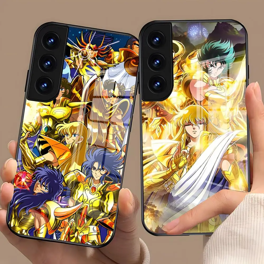 Animation 12 Gold Saint Seiya Phone Case For Samsung A25 A13 A33 5G A54 A36 A35 A56 A52 A14 Shockproof Glass Cover