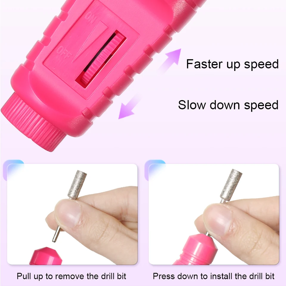 LINMANDA kit de fresadora eléctrica 6 en 1 para uñas, removedor, pulidor, lima portátil, equipo de manicura 3