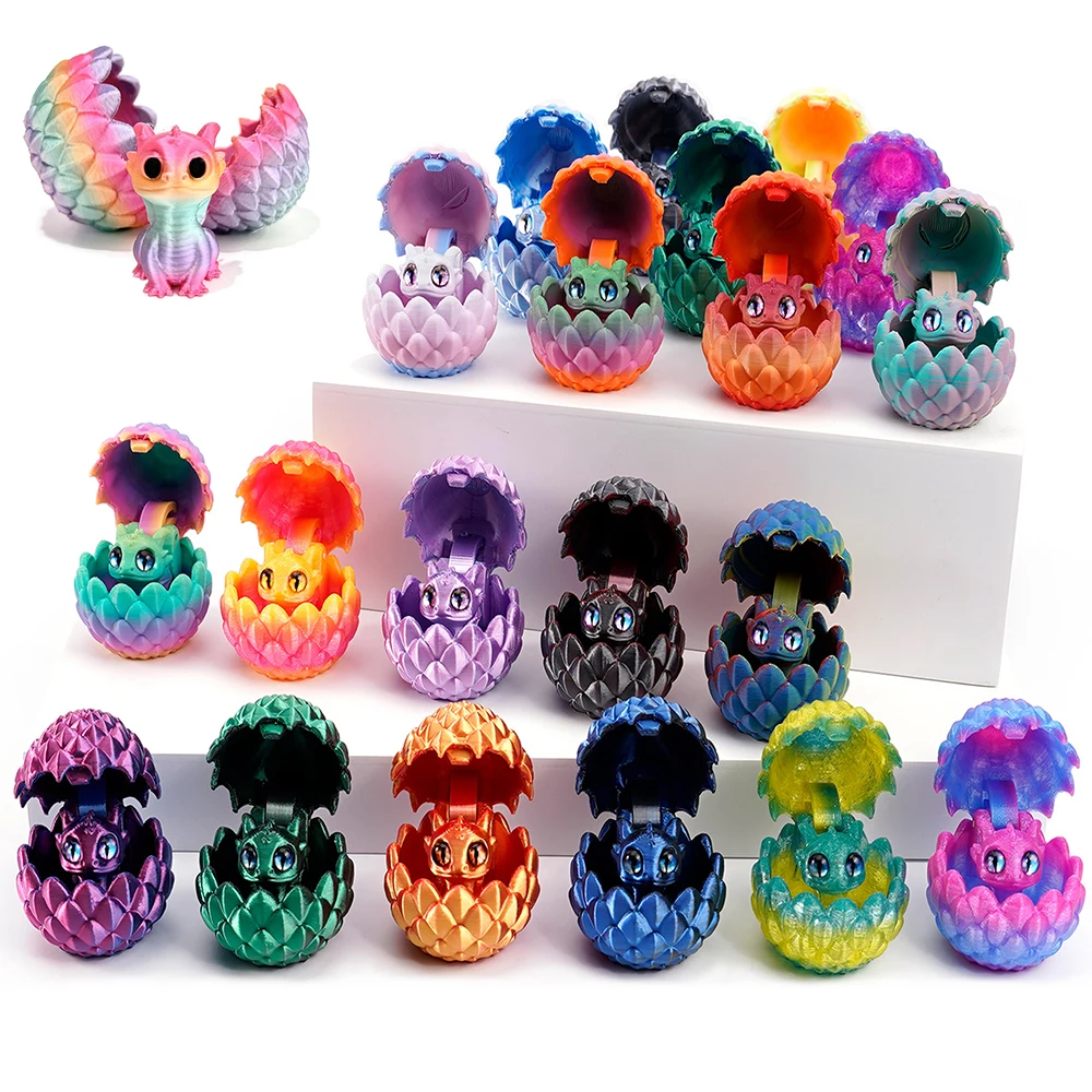 1/2 Uds. Lindos huevos de dragón impresos en 3D con Mini juguetes sorpresa de dragón para niños, recuerdos de fiesta de cumpleaños, regalos, relleno de golosinas de Navidad