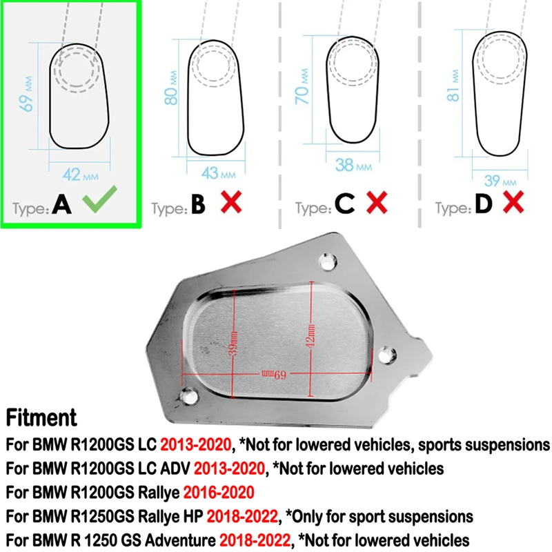 Dla BMW R1200GS LC R1250GS Adventure Rallye R1200 GS HP R1250 GSA akcesoria motocyklowe wspornik podpórki przedłużenie stojaka bocznego