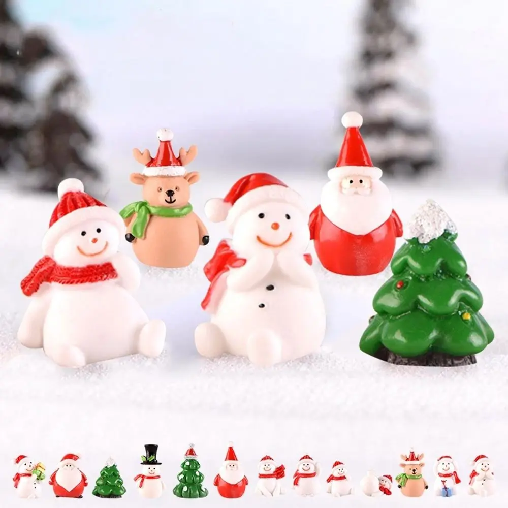 Santa Claus Snow Scene Dollhouse Figures Decoration Terrarium Figurines Ornaments Micro Landscape Christmas Miniature