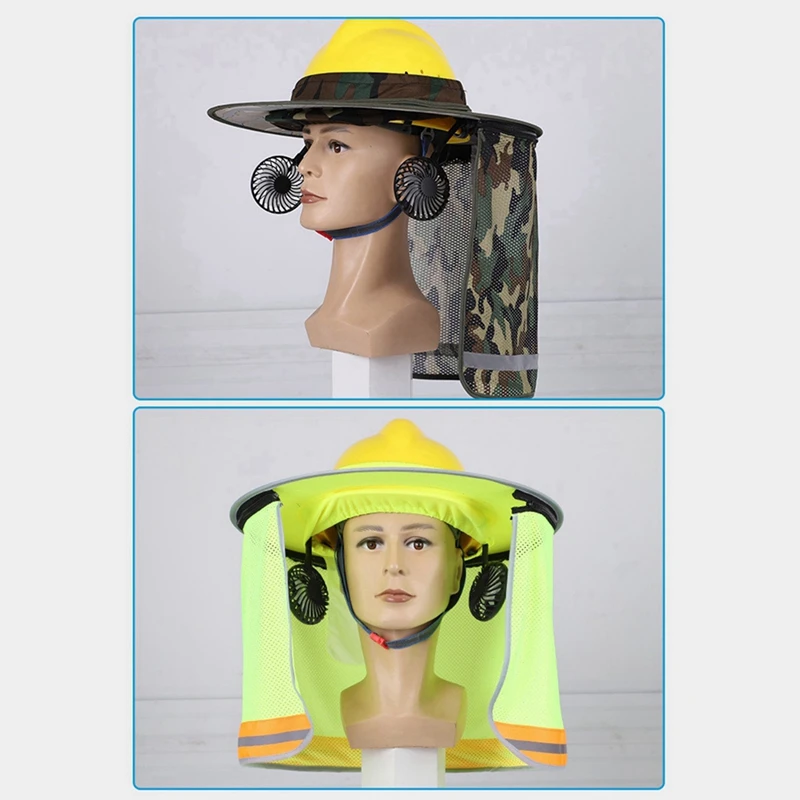 Novo ventilador externo para capacete de segurança, 3 velocidades para resfriamento de verão com luz noturna, adequado para a maioria dos capacetes