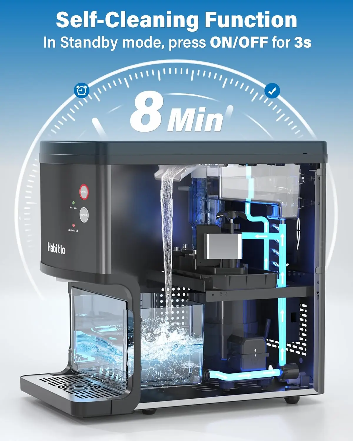 Ice MakerI, Self-dispensing Countertop， Pebble Ice Machine With 3L Detachable Water Tank Self-cleaning FunctionIce Maker Machine