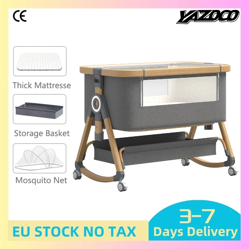 Tragbares faltbares Babybett 3-in-1 höhen verstellbar mit drehbaren Rädern Shaker Stuben wagen Moskito netz Neugeborenes Babybett