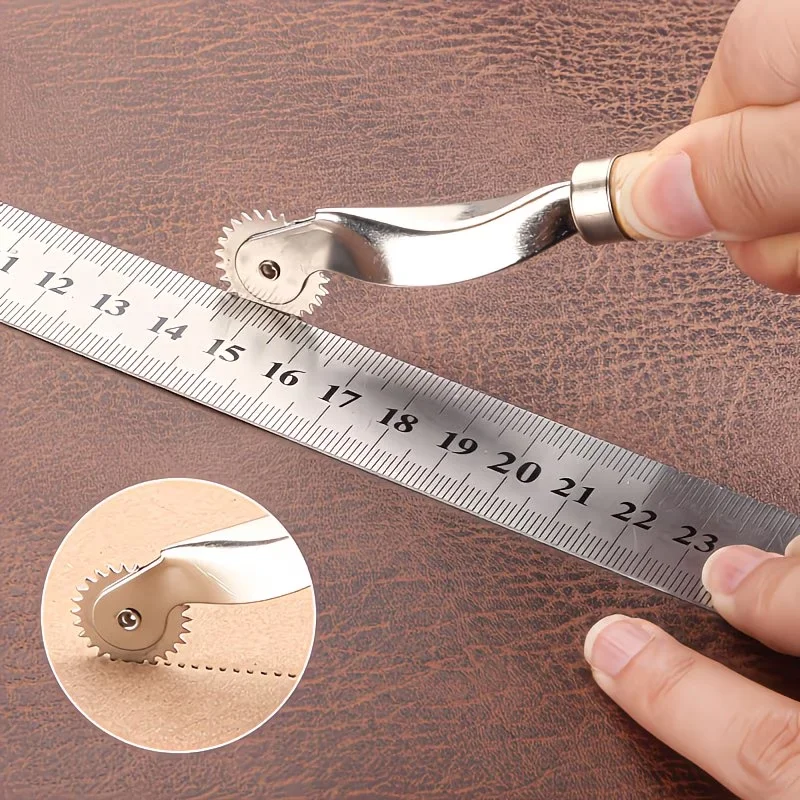 1PC  Metal Roller Scoring Creasing Tool with Sturdy Wooden Handle, Ideal for DIY Crafts & Cardboard Making