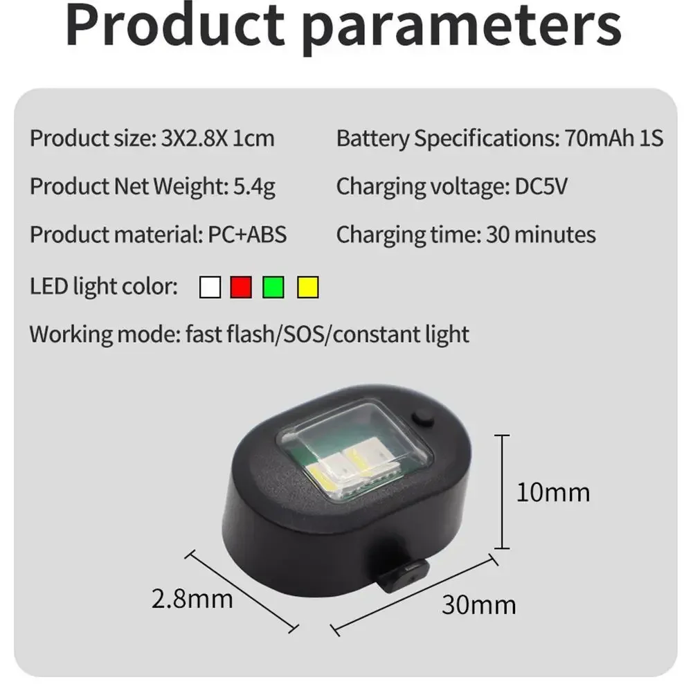 Luz LED de advertencia anticolisión Universal, luz intermitente de 7 colores para motocicleta, bicicleta, Dron con luces estroboscópicas de