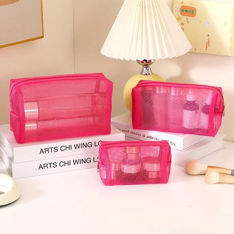 1pcs Mesh Clear Cosmetic Bags Small Large Black Makeup Bag Portable Travel Toiletry Organizer Case Lipstick Storage Pouch