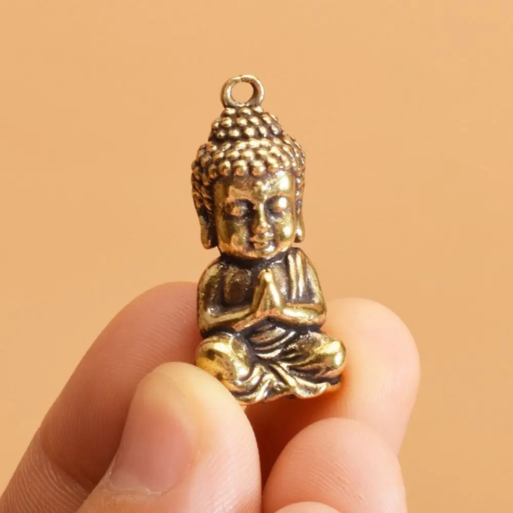 Retro Miniature Sakyamuni Buddha Pendant Mini Brass Crafts Brass Buddha Ornaments Handcraft Mini Buddha Figurine Car Accessories
