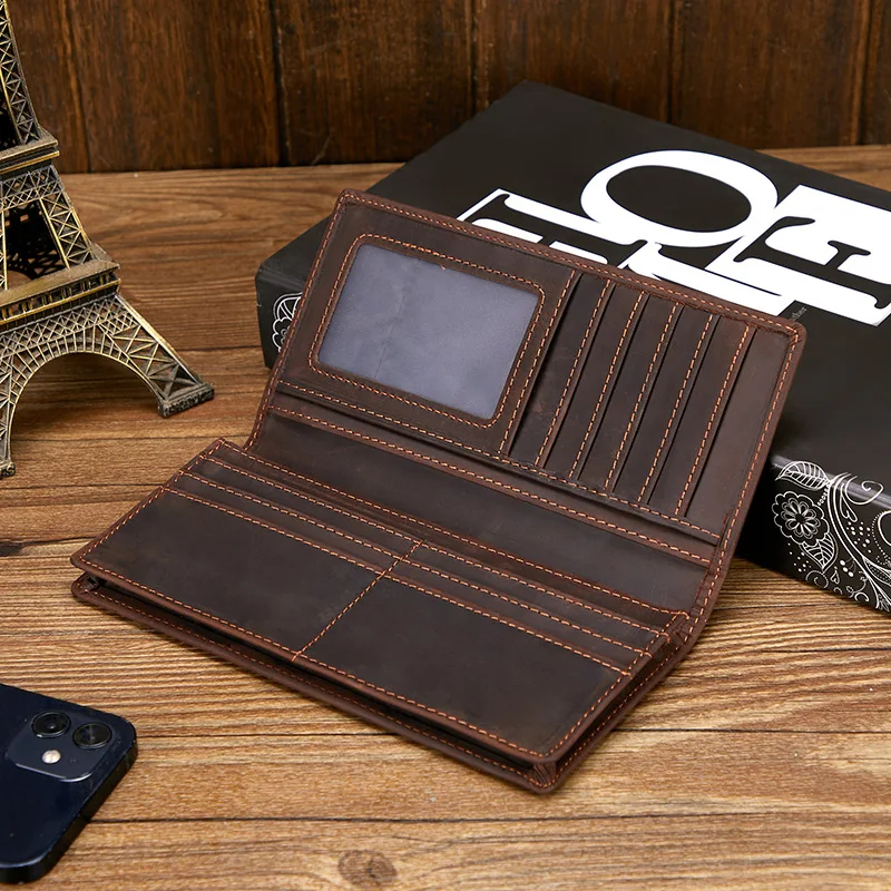 Retro RFID cross-border large-capacity top-grade cowhide wallet made of genuine leather men's long-style genuine leather handbag