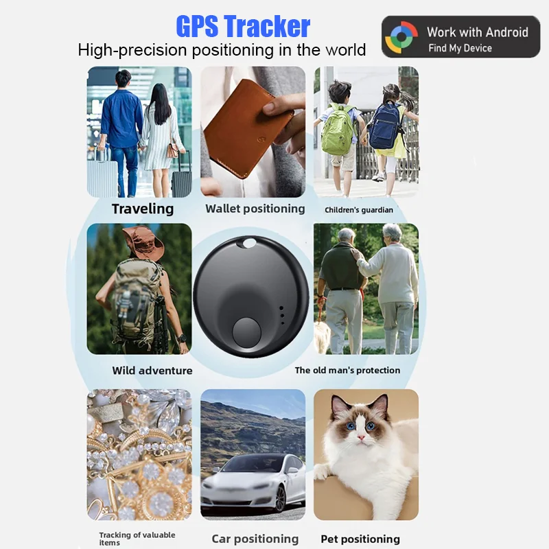 Smart GPS Tracker Global Accurate Positioning Anti-lost Works With Google Find My Device Tracker for Pet Kids Luggage Key