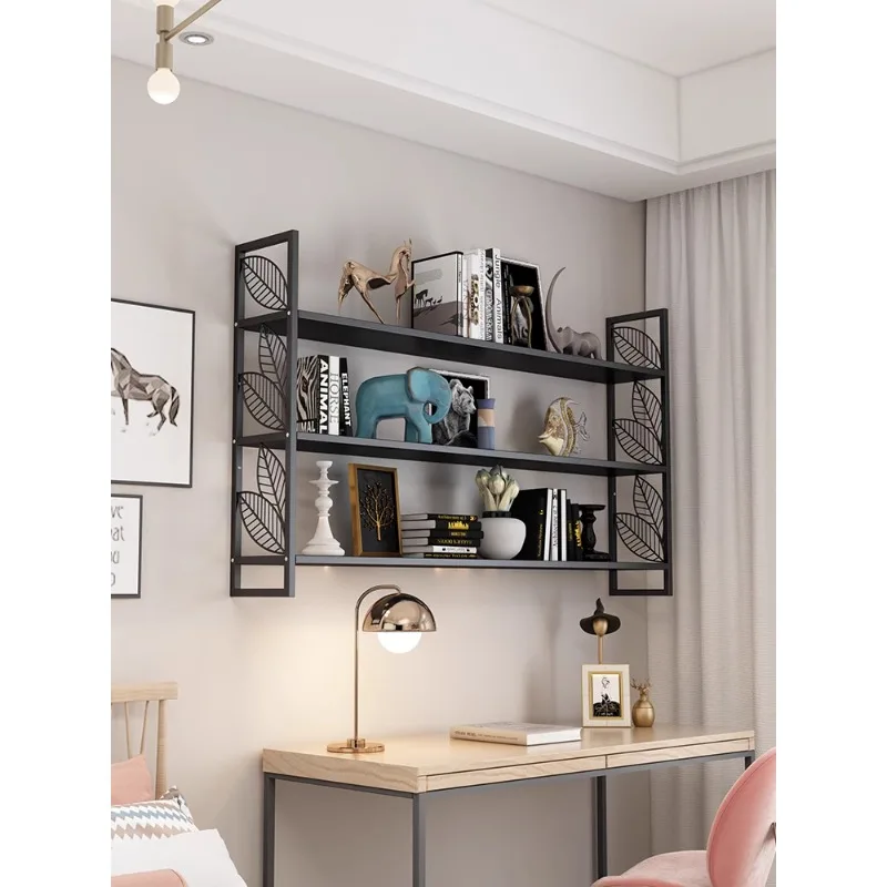 

Bookshelf on the wall, wrought iron wall shelf, living room, bedroom wall-hanging