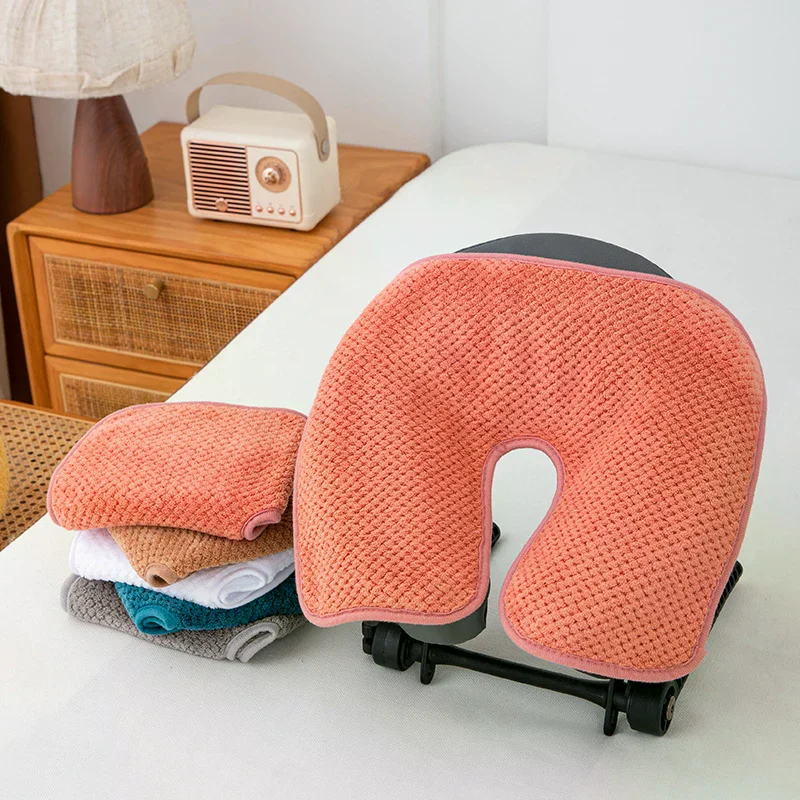 Coral Fleece Head Pad Towels U-Shaped Facial Pillow Covers Thickened Headrest Cushion Facial Care Beauty SPA Massage Supplies