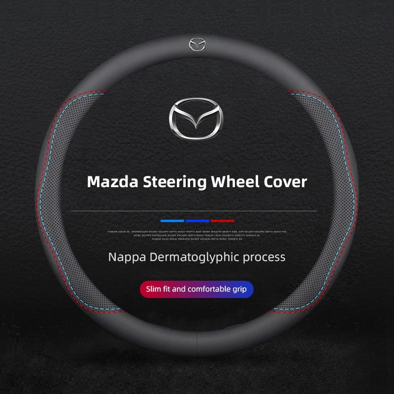 Coprivolante in pelle per auto Accessori antiscivolo per Mazda 3 CX5 CX3 CX30 CX9 MX5 RX8 Axela Demio Atenza MS GJI GH MX3 CX7