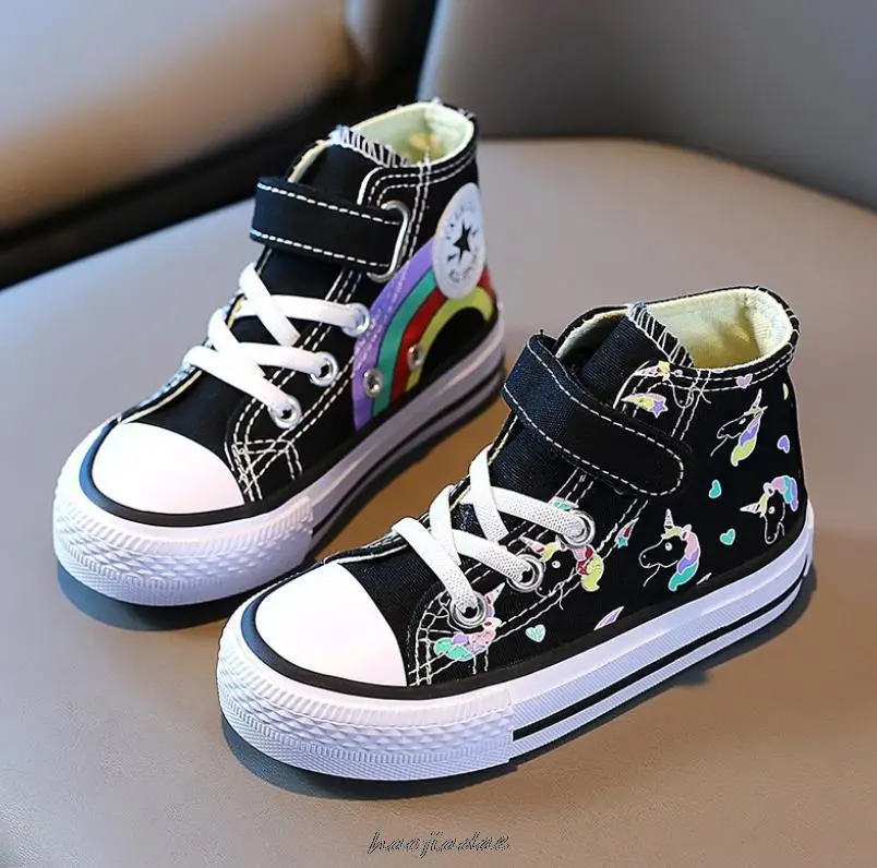 Summer Canvas Shoes High-Top Sneakers For Teenage Boys Casual Shoes Flats Spring Fashion Skate Shoes Cotton New Kids Girls Shoes