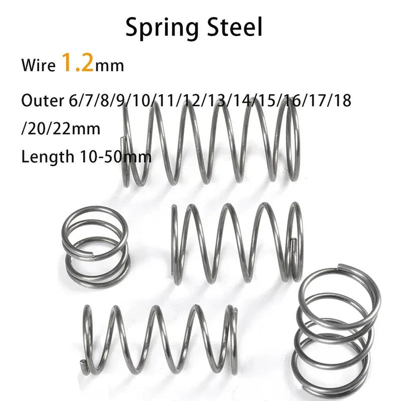 

10Pcs Spring Steel Compression Spring,Return Spring, Wire Diameter 1.2mm Outer Diameter 6-22mm Length 10-50mm ,Customization