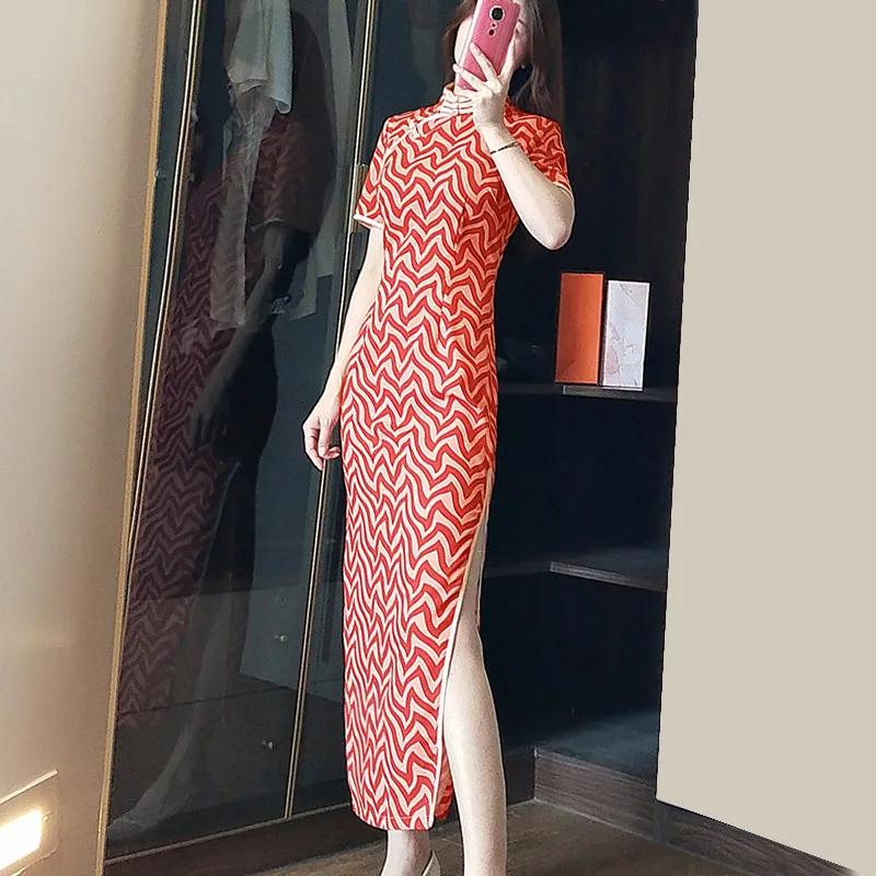 Old Shanghai Cheongsam 2026 New Summer Retro Celebrity Medium and Long Waist High-end Republic of China Fashion Improved Dress
