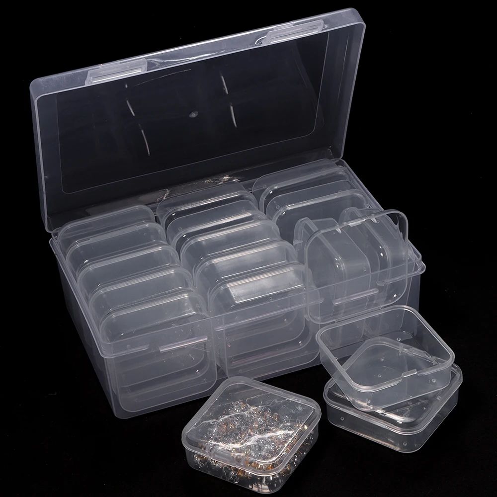 1pc Plastic Storage Organizer Box Transparent Dust-proof Storage Container For Beads Small Items Storage Craft Jewelry Organizer