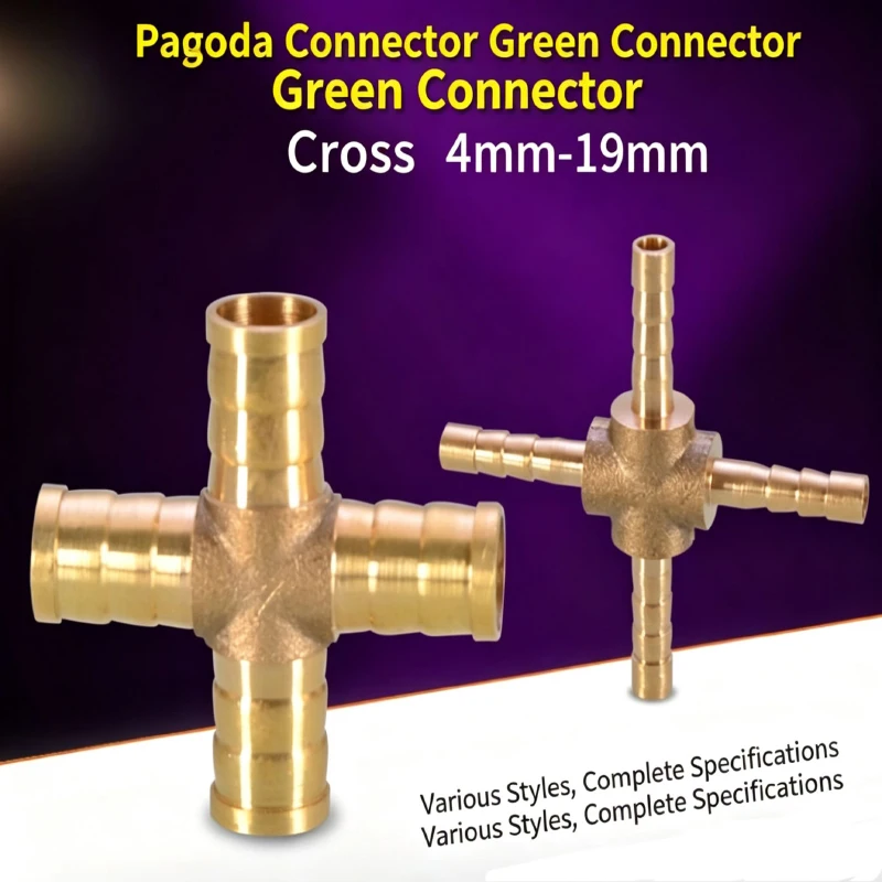 1Pcs Cross Green Tower Adapter 4-Way Manifold Gas LPG Hose Car Wash Garden Watering Hose Multi Connector