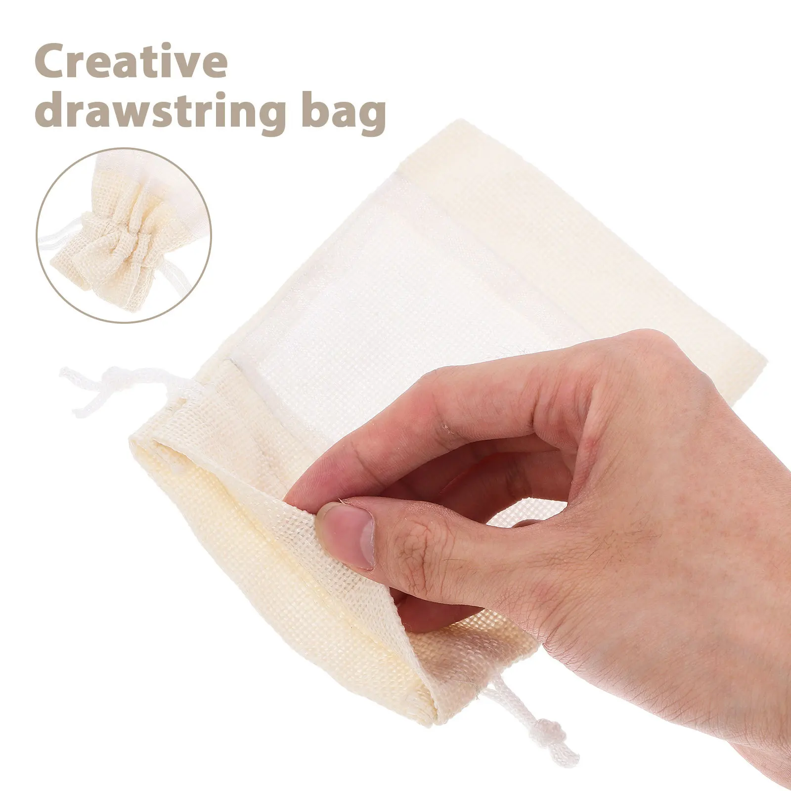 20 قطعة أكياس التخزين الكتان الرباط ماكياج المنظم الحقائب المحمولة هدية الرباط حقائب للهدايا أكياس التخزين الصغيرة #5