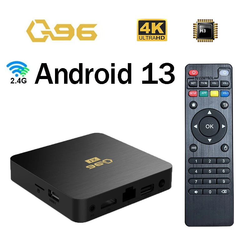 Q96 TV Box Smart Android 13 Allwinner H3 Quad Core 4K HDR WiFi 4G lecteur multimédia Android tv box Q96 X1 décodeur iptv