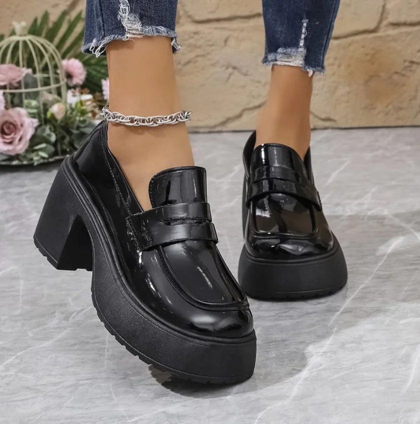British High Heels Gothic Loafers Women Mary Janes Shoes 2024Spring Leather Chunky Platform Pumps Woman Slip On Jk Uniform Shoes