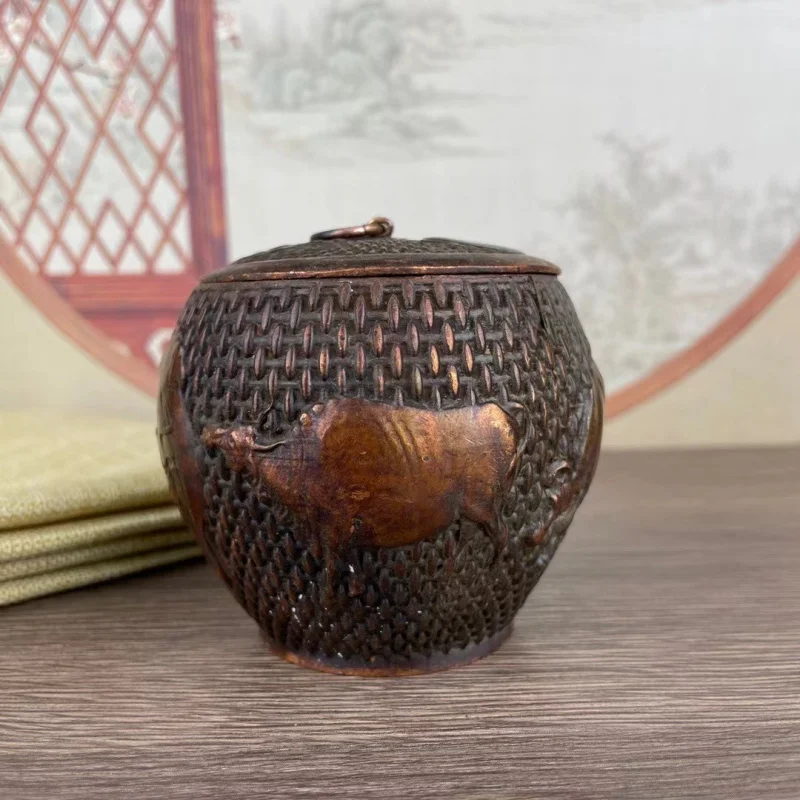 Five-Cow , -Plated Antique Copper Ornament, Household Storage Canister, Creative Decorative Tabletop Tea Table