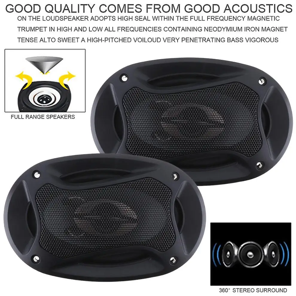 2pcs 4 X 6 Inch 280W Car HiFi Coaxial Speakers Vehicle Auto Door Audio Music Stereo Full Range Frequency Suoofer for Cars