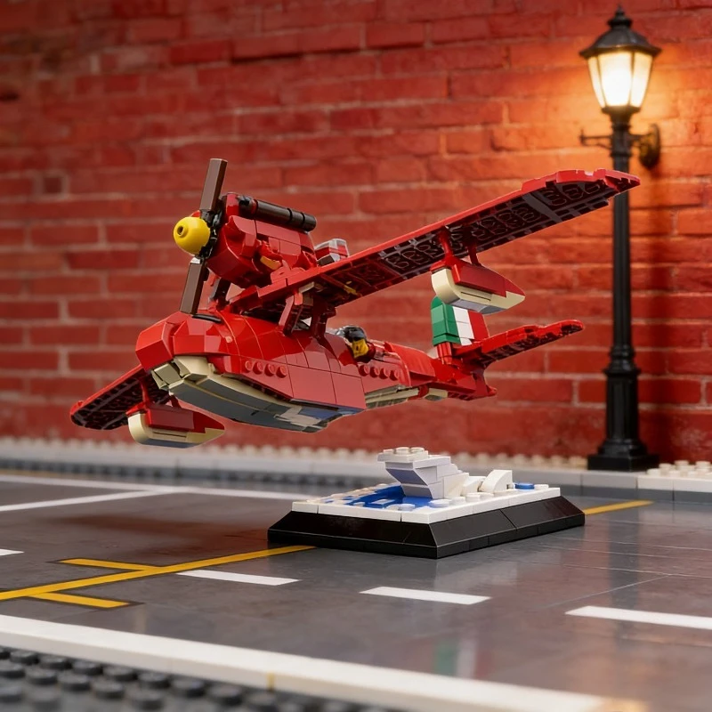 

Набор строительных блоков для сборки красного самолета, 576 деталей, классическая модель биплана, развивающая STEM-игрушка для подростков и взрослых, идея подарка на праздник