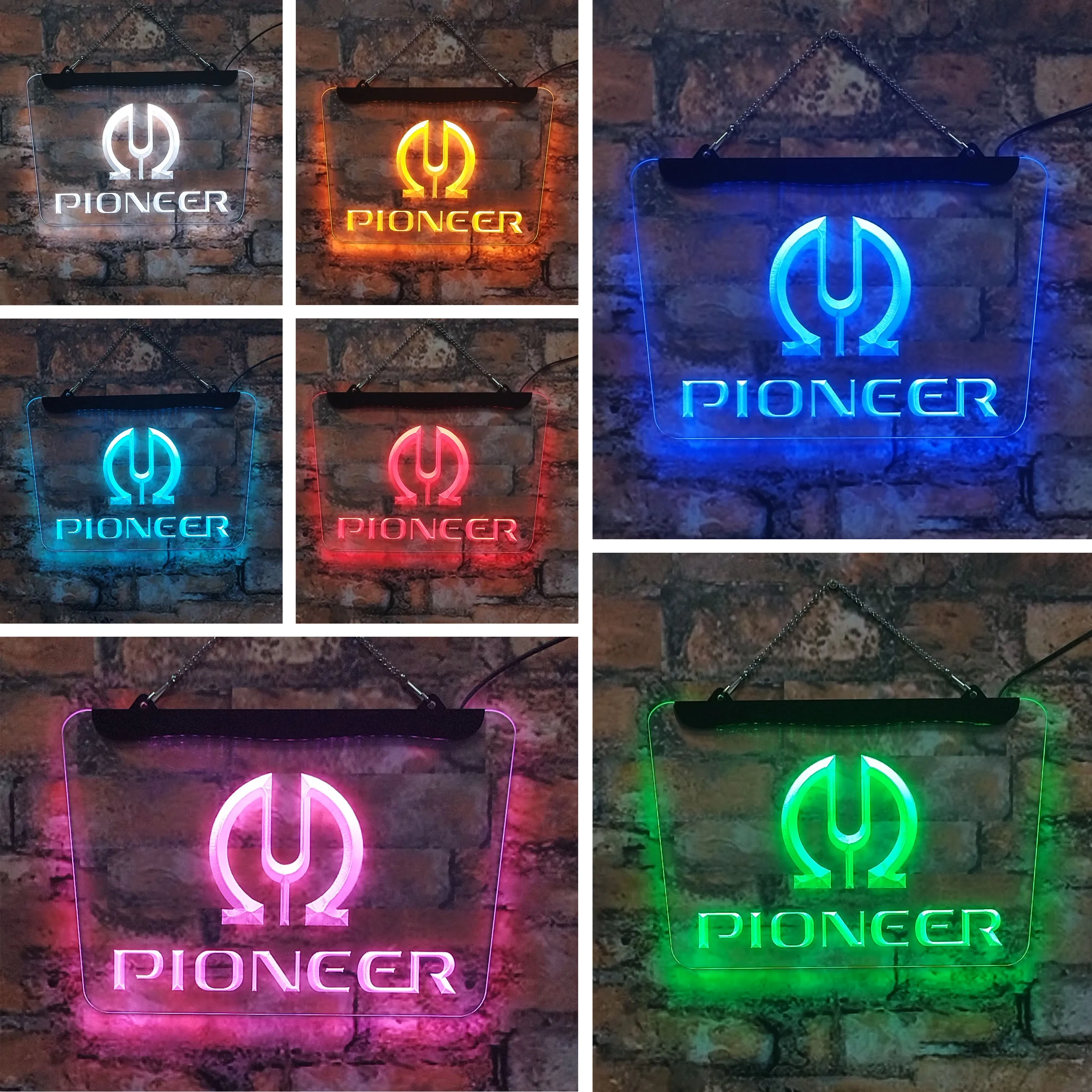Pioneer vu showcases retro LED neon acrylic sheet home decoration interior wall art in yellow and blue, 30*40,for rooms stores