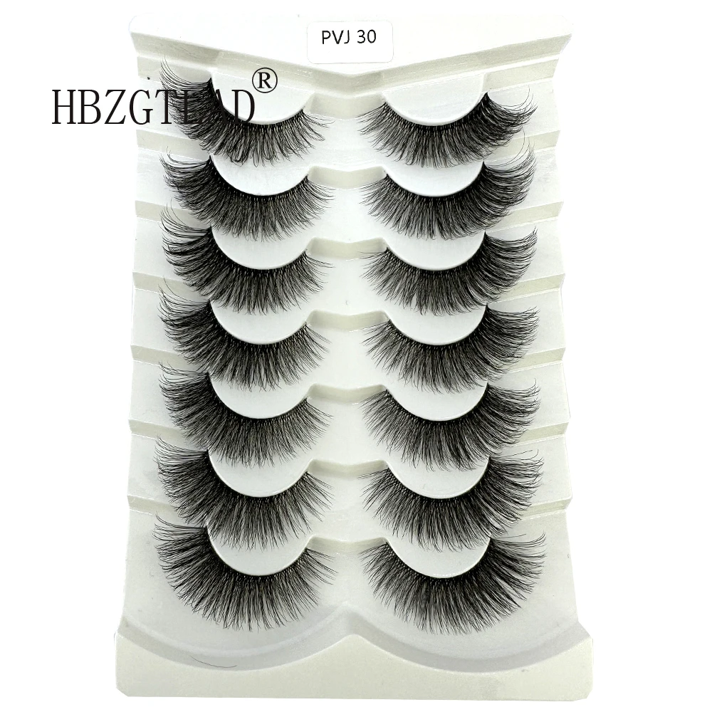 NEW 7pairs 3D Mink transparent Strip Fake EyeLashes Extension Handmade Natural Soft Invisible Band long Lashes False Eyelashes