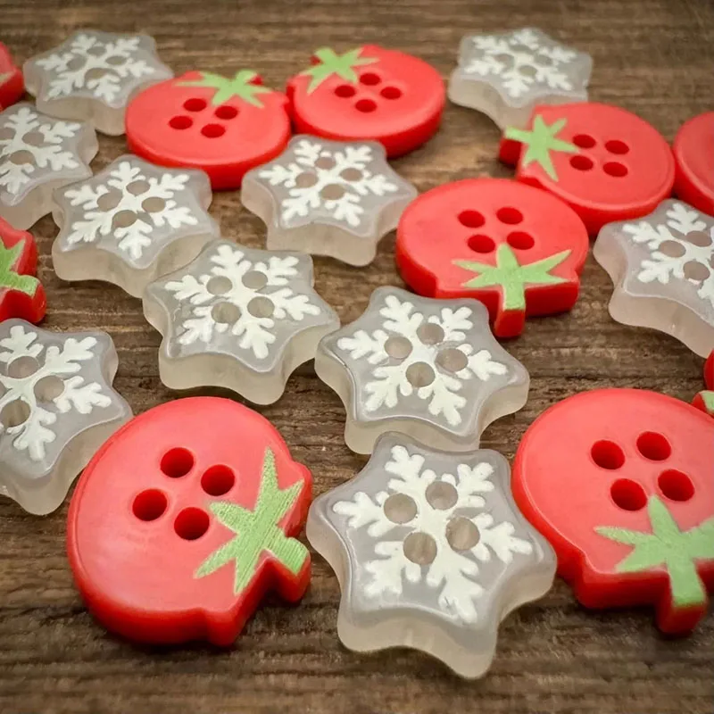 10Pcs Cute Cartoon Tomato Snowflake Plastic Buttons Child Coat Cardigan DIY Decor Button Girl Kids Clothing Sewing Accessories