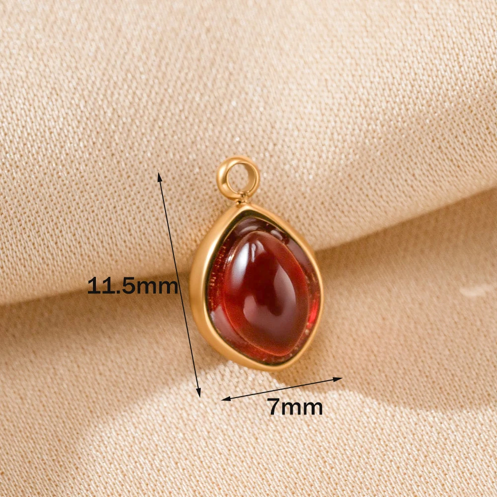 5 Stück Edelstahl-Steinanhänger in Tropfenform, unregelmäßige Heilsteinperlen, Charms für die Schmuckherstellung, DIY-Halskette – Detail 1