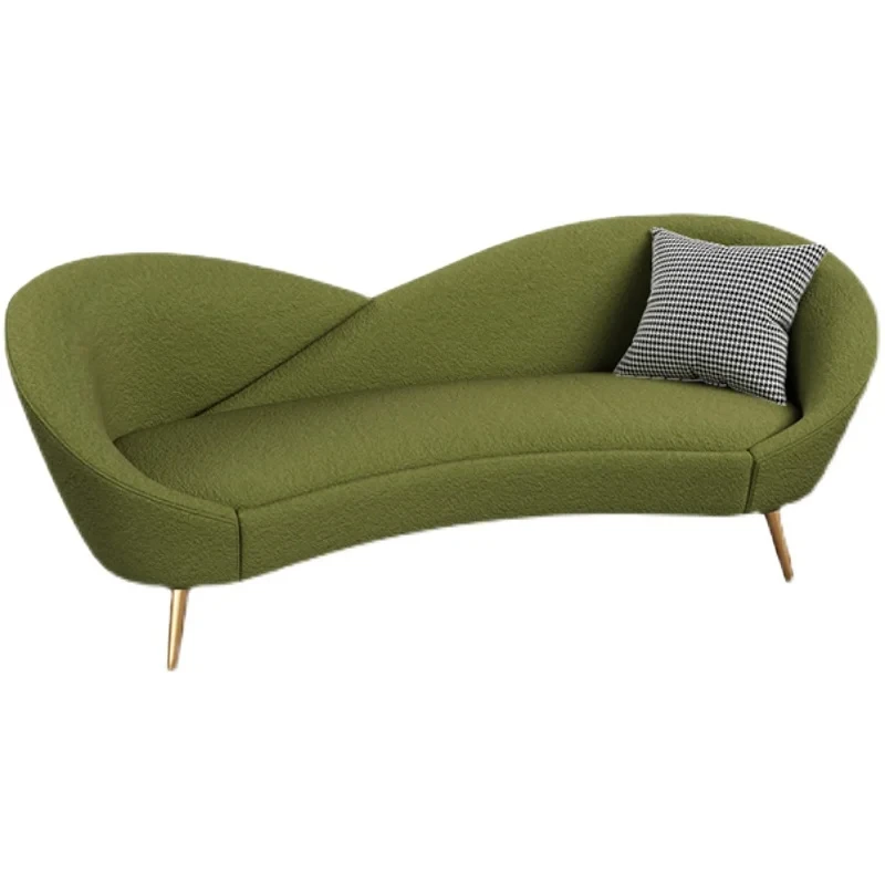 CX328IT Zielone złote nogi Leniwa sofa Nordic Love Seat 3-osobowa tkanina Pianka Gąbka Kanapa Krzesło do gier Dorośli Sofa 2 Plazas Meble