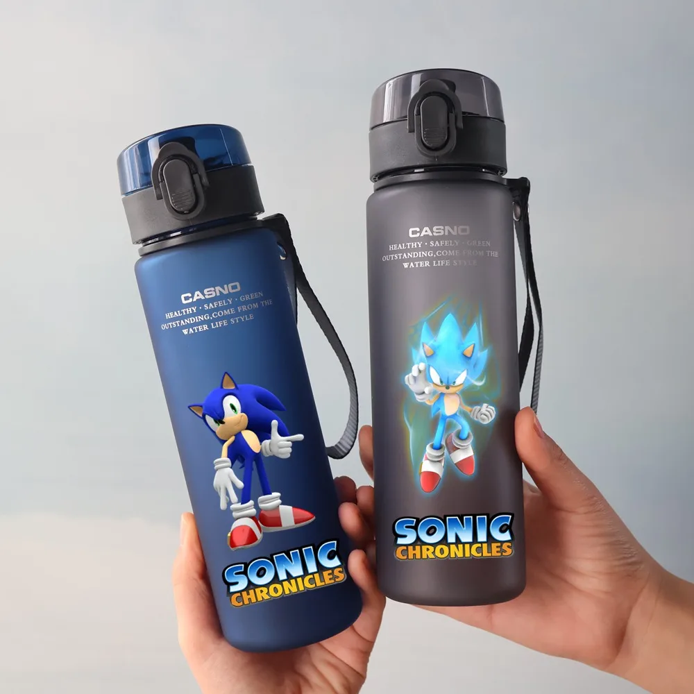 Sonic The Hedgehog 560ML Water Cup Large Capacity Portable Plastic Cartoon Kids Adult Outdoor Cycling Sport Drinking Bottle Gift