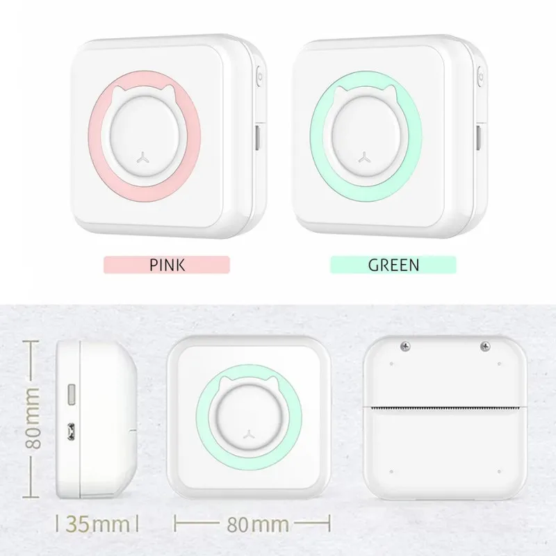 Mini Portable Thermal Printer Paper Photo Pocket Thermal Printing Wireless BT Connect Printer 200dpi Photo Lable for iOS/Android