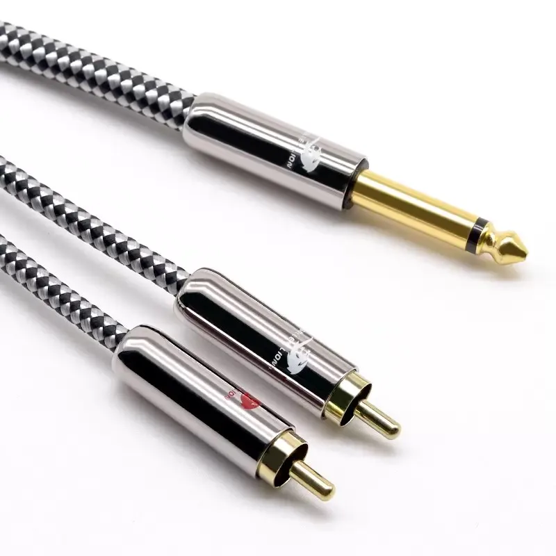 Premium Audio Cable MONO 1/4 IN TS Jack 6.35mm to 2*RCA for Eletronic Organ Soundbox Shielding Cable 1M 2M 3M 5M 8M 10M 12M