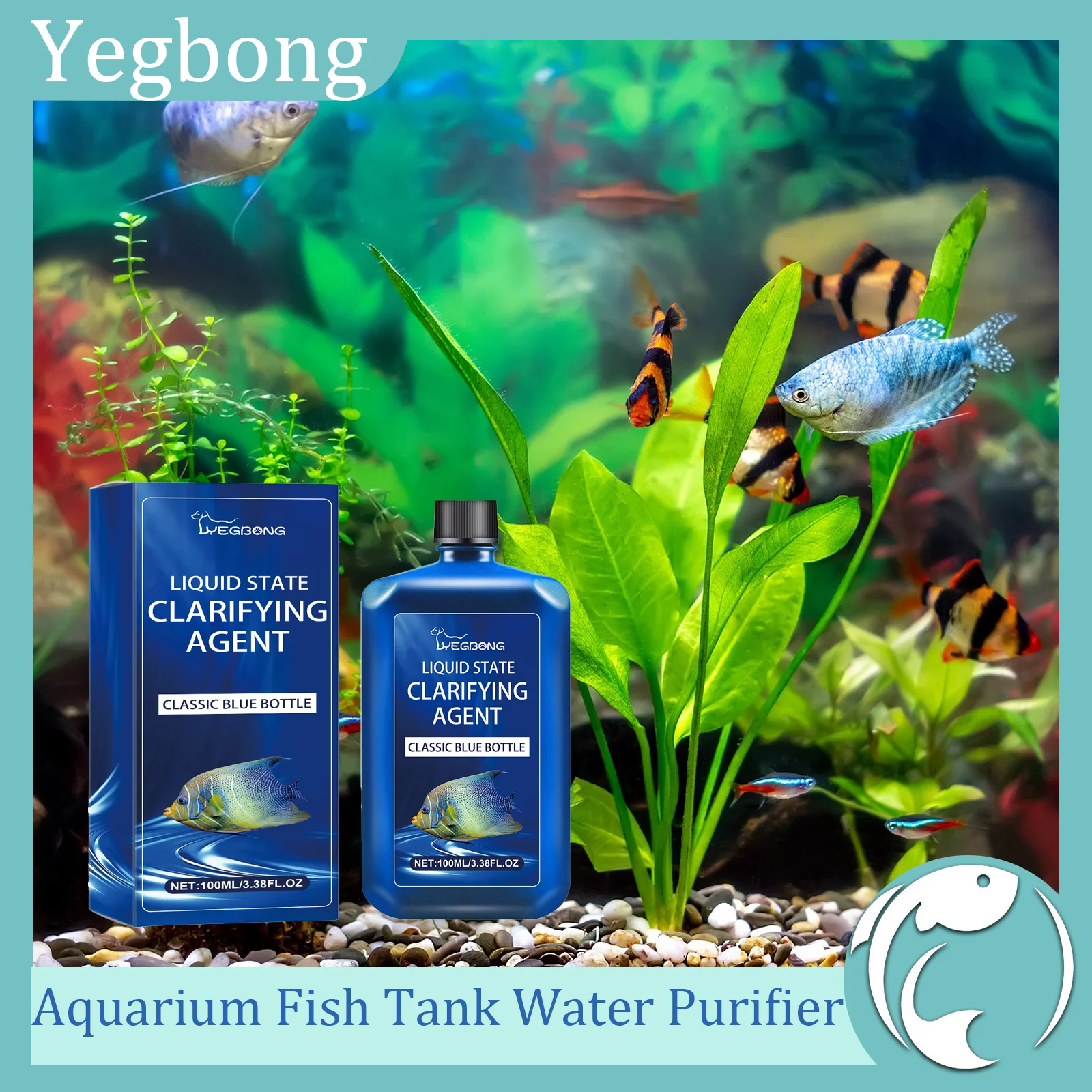 

Yegbong Aquarium Fish Tank Water Purifier Clear Water Quality Fish Supplies Algae Remover Fish Tank Cleaning Water Purifier