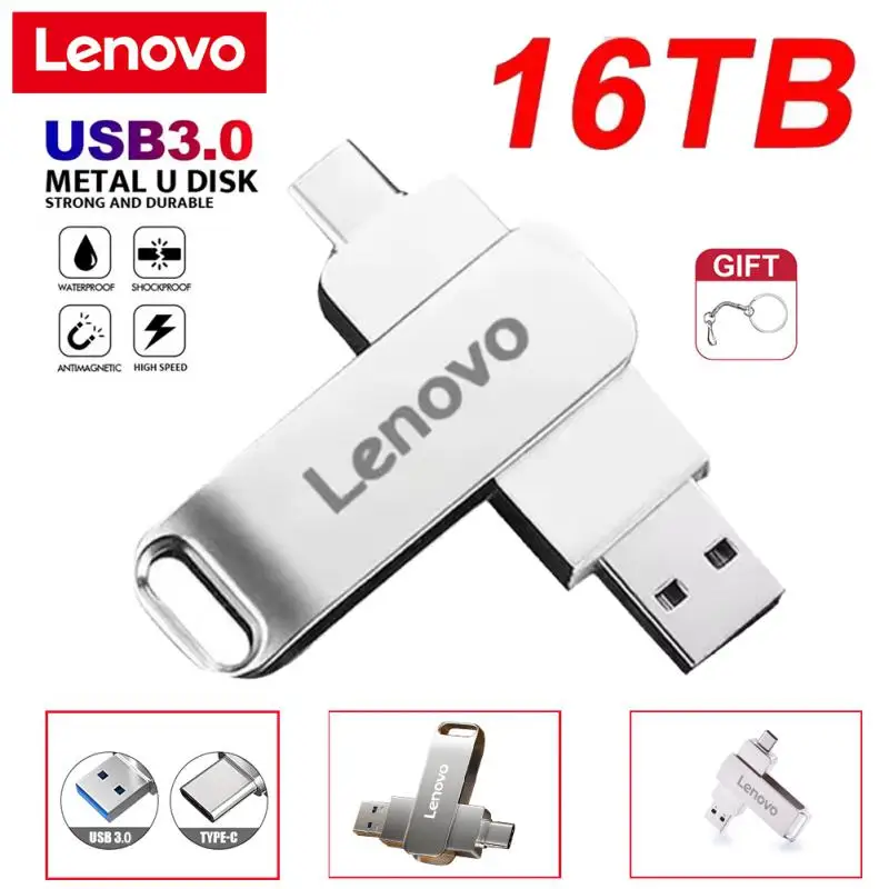 

USB-флеш-накопитель Lenovo, 16 Тб, USB 3,0, 8 ТБ, OTG