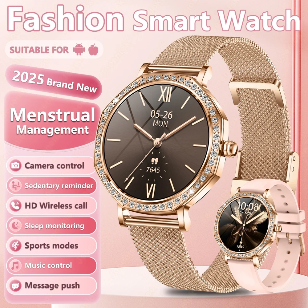 

AMOLED Screen Smart Watch Heart Rate Blood Oxygen Fashion Women's Watch 2025 New Bluetooth Call Smartwatches Android IOS