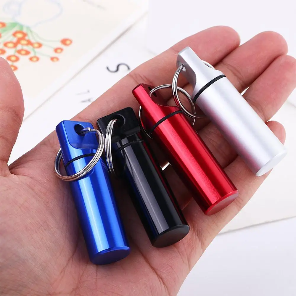 Portable Aluminum Tablet Container Vitamin Pill Organizers Outdoor Earplugs Box Pill Case Pill Bottle Keychain Pill Storage Box