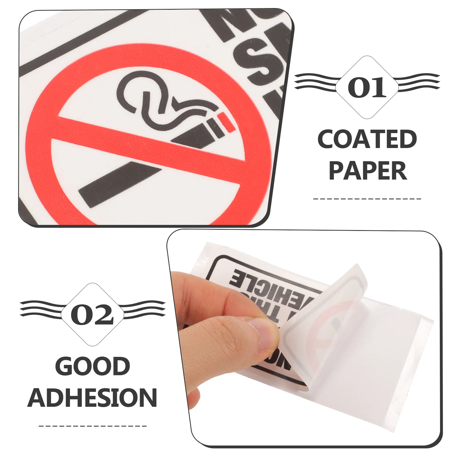 6 Pcs No Smoking Sticker segnale di avvertimento per il veicolo questa etichetta decalcomania all'interno delle etichette dell'auto adesivi con piastra in rame