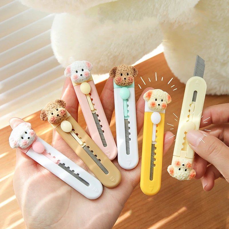 Mini Portable Knife Mini Cartoon Box Cutter Small Paper Cutter Cartoon Cute Dog Utility Knife For Student Use School Art Craft