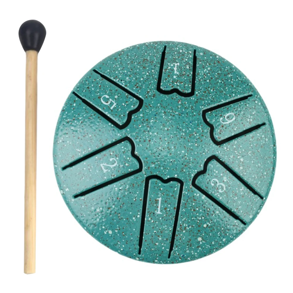 3 Inches 6 Tones Steel Tongue Drum Outdoors Rain Drum Instrument Mini Hand Drum Ethereal Drum Sticks Percussion Drum Accessories