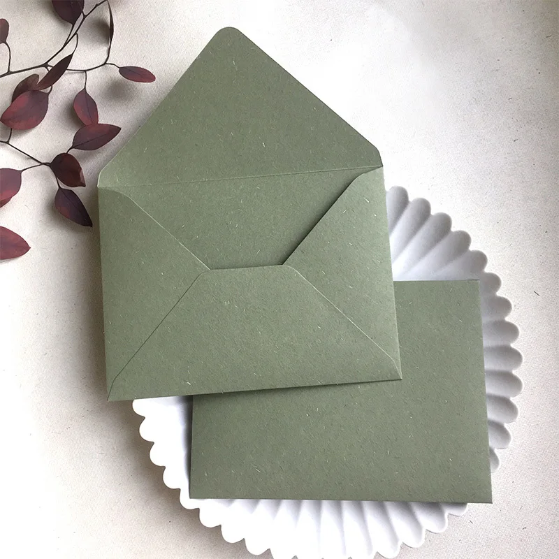 Vintage Green Envelope Gift Envelope for Invitations land paper Gift Card Window Envelope Wedding Letter Set Mailer Stationery