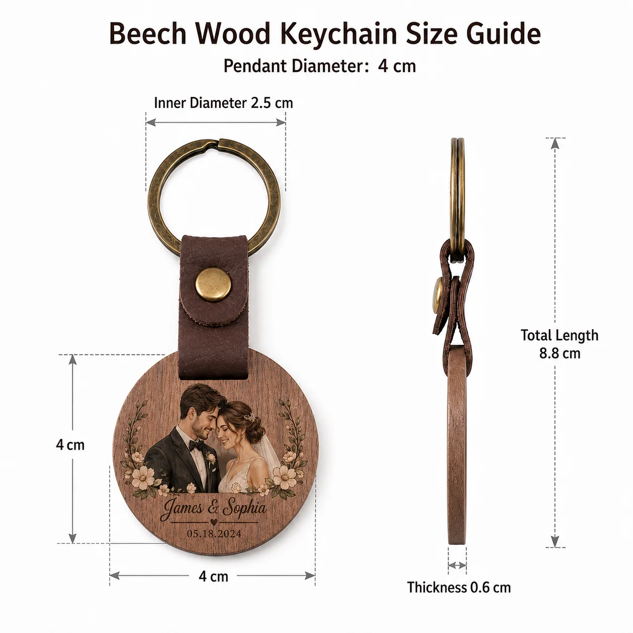 Personalized Custom Wooden Keychains, Pendants, Suitable for Baptisms, Communions, Birthdays, Weddings, Christmas, Perfect Gifts for Giving Away