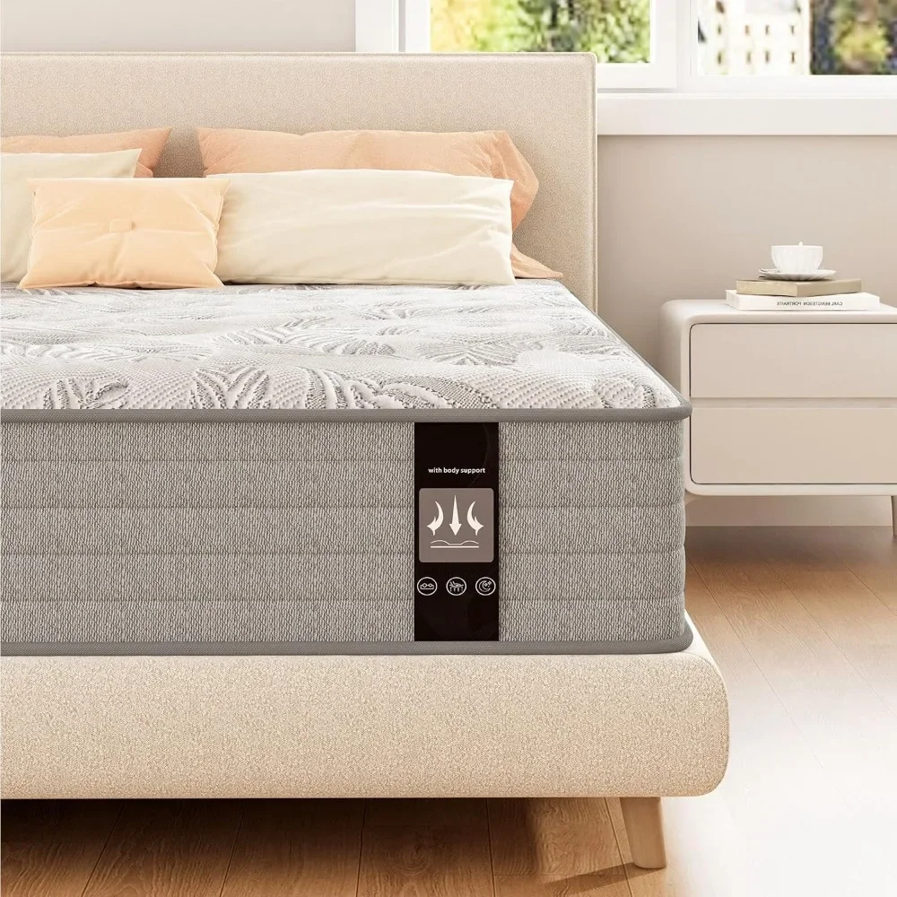 Mattress, 12 Inch Hybrid Mattress in a Box with Gel Memory Foam, Medium Firm, Edge Support